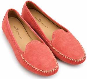 Peter Millar Womens 7.5 Coral Pink Suede Driving Loafers Moccasin Flats Brazil
